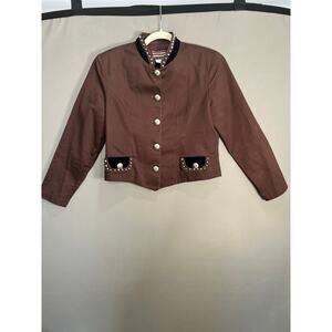 Silver River Vintage Women's M Brown Studded Cotton Jacket Button Western